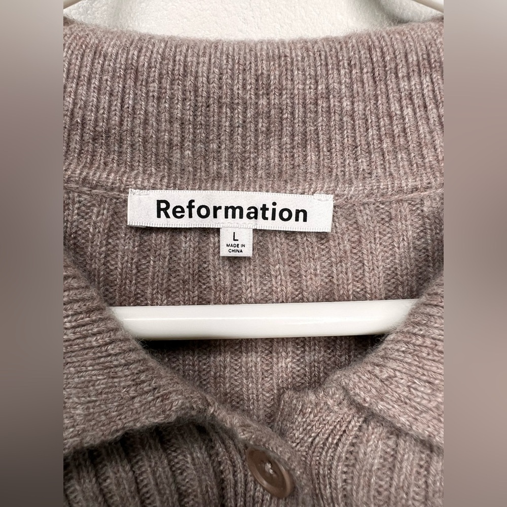 Reformation Fantino Cashmere Collared Cardigan Pullover Sweater Size Large - Picture 4 of 7